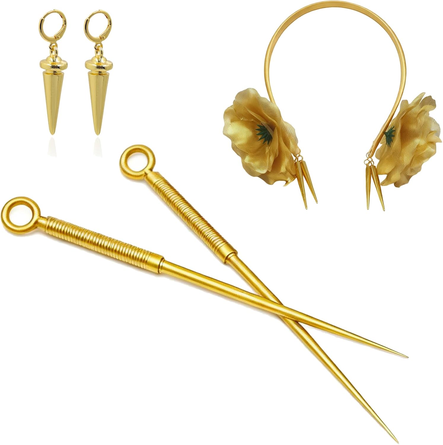 Yor Forger Weapon,Yor Forger Cosplay Headband Earrings Accessories Set Anime Props Role Play Gift Gold