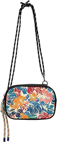 KLL Colorful Retro Flower Patterns Cute Crossbody Bags for Men Beauty with Adjustable Strap Small Shoulder Bags Have a meal