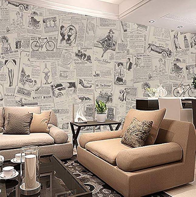 Lependor Removable Self Adhesive Printed Stick Wall Paper Peel and Stick Decorative Shelf Drawer Liner Roll- 17.71 X 393 (17.71 X 32.8 ft, Newspaper)