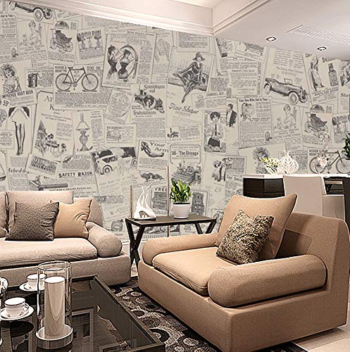 Lependor 17.71\" X 118\" Vintage Newspaper Self Adhesive Paper Peel & Stick Wallpaper for Bedroom Livingroom Decor - 17.71\" X 9.8 ft - Thumbnail 4