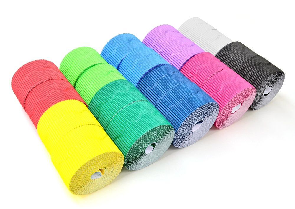 Scola Border Roll, 20 Assorted Colours Rolls, 57mm x 15m, School Supplies, Display Boards, Art and Crafts Projects, Ideal for Schools and Home Schooling