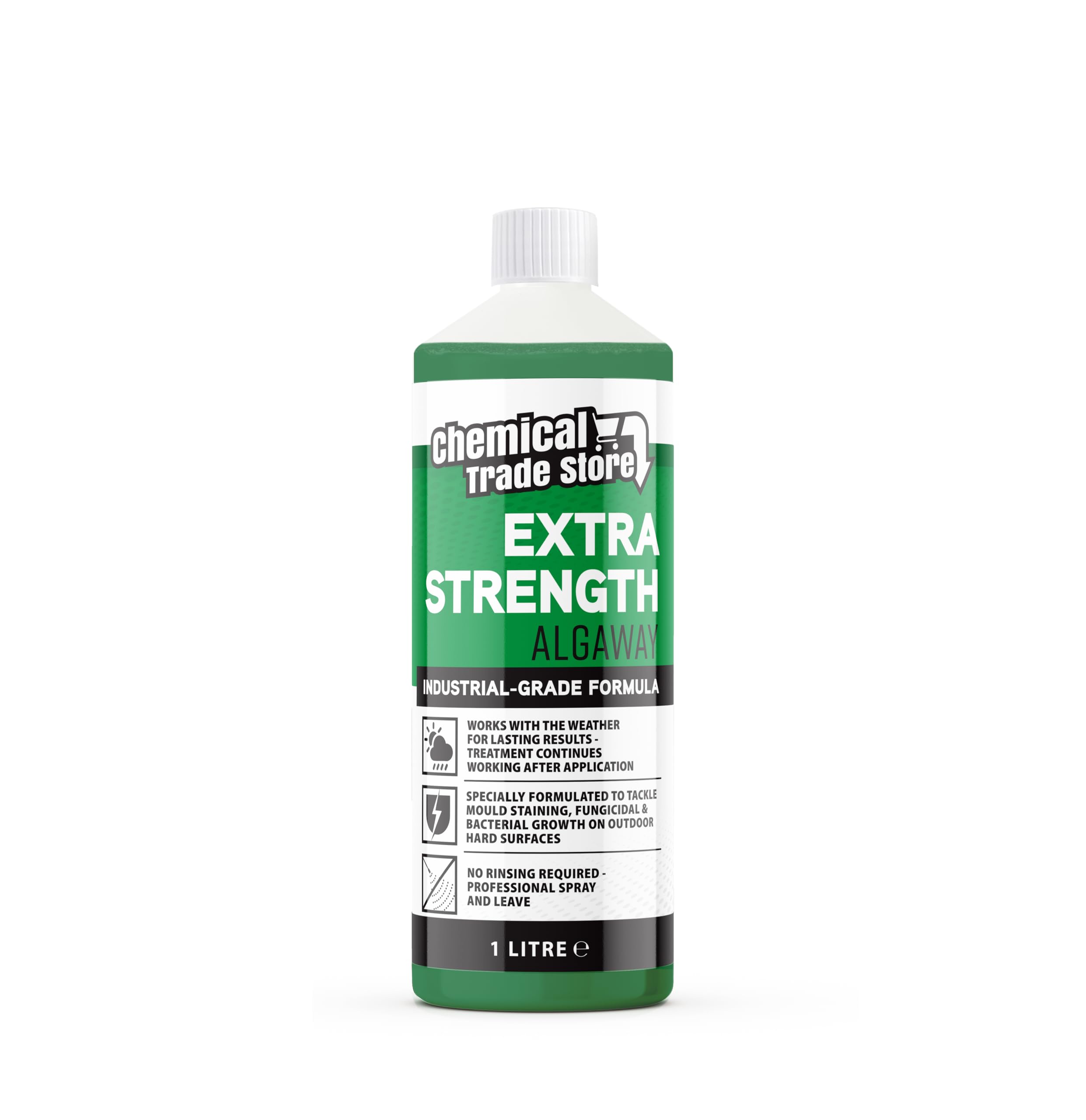 Chemical Trade Store - Algae Remover 1L - Concentrated Spray & Leave Outdoor Treatment for Patios, Paths, Driveways & Decking - Targets Green Algae & Fungicidal Growth - Long-Lasting Results