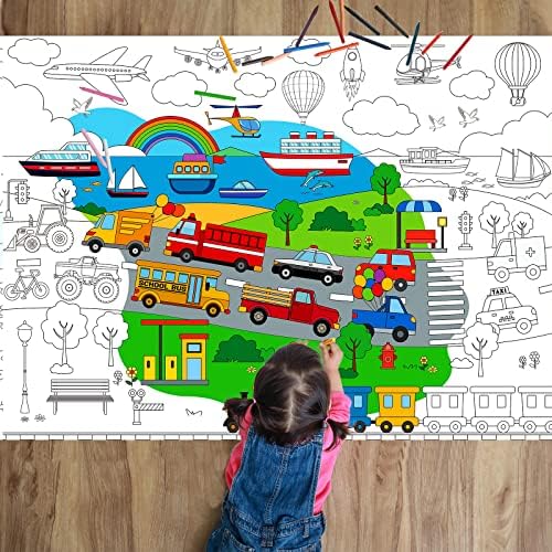 Amazon.com: ZOIIWA Transportation Coloring Poster for Kids Giant ...