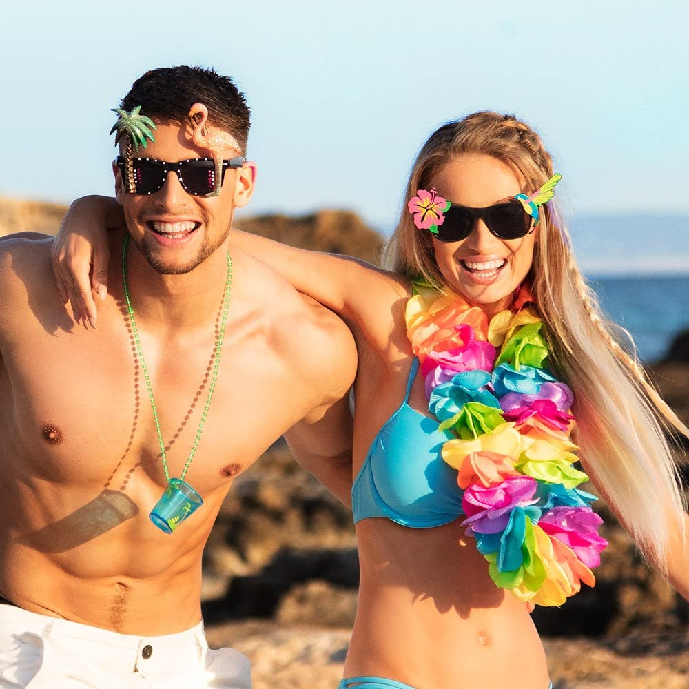 Boland 52517 Hawaiian Party Glasses with Flamingo and Palm Tree, Costume Accessories, Fancy Dress Costumes, Carnival, Summer Party - Image 4