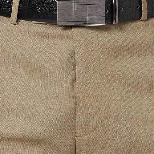 Image of Park Avenue Men's Mid Rise Regular Fit Polyviscose Blend Checks Pattern Flat Front Formal Trouser