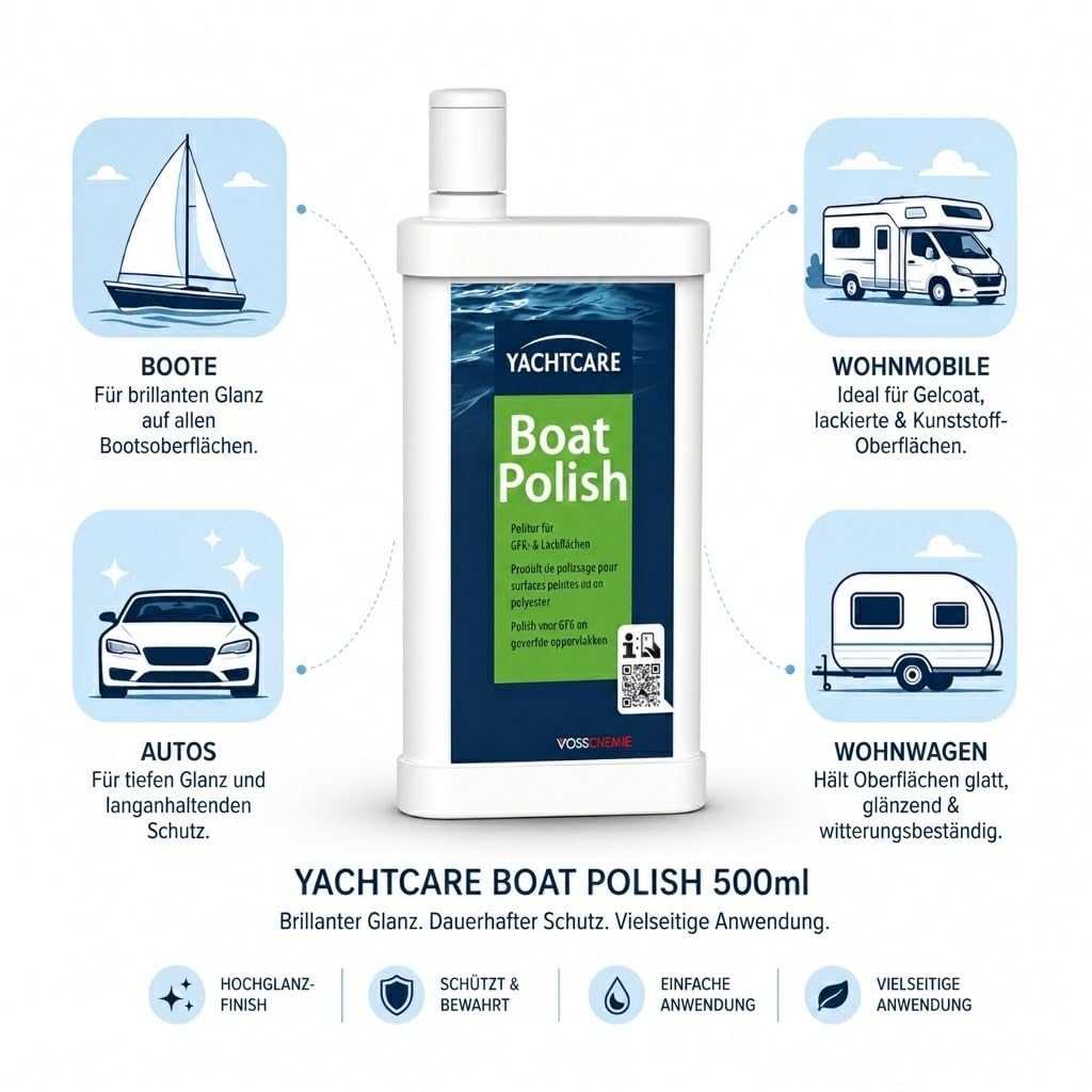 Yachtcare Boat Polish 500 ML – Lucidante per barca, caravan e altre superfici in plastica