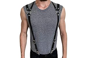 Sexy Mens Bondage Adjustable Faux Leather Harness with Metal Rivets