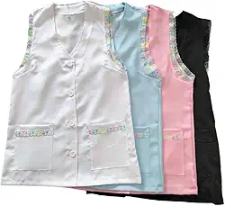 Avental Jaleco Bata Profissional de Oxford com Detalhe Colorido e Bolsos Frontais