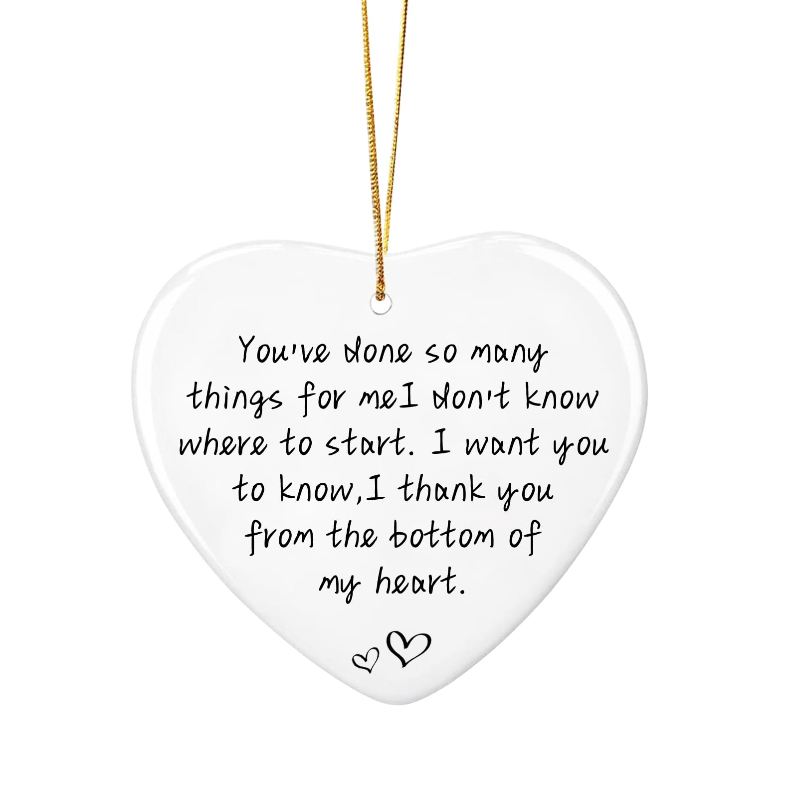 SHCHEM Thank You Gift, Heart Shape Ceramic Thank You Gifts for Women Hanging Keepsake Ornaments Gift For Friend Family (White)