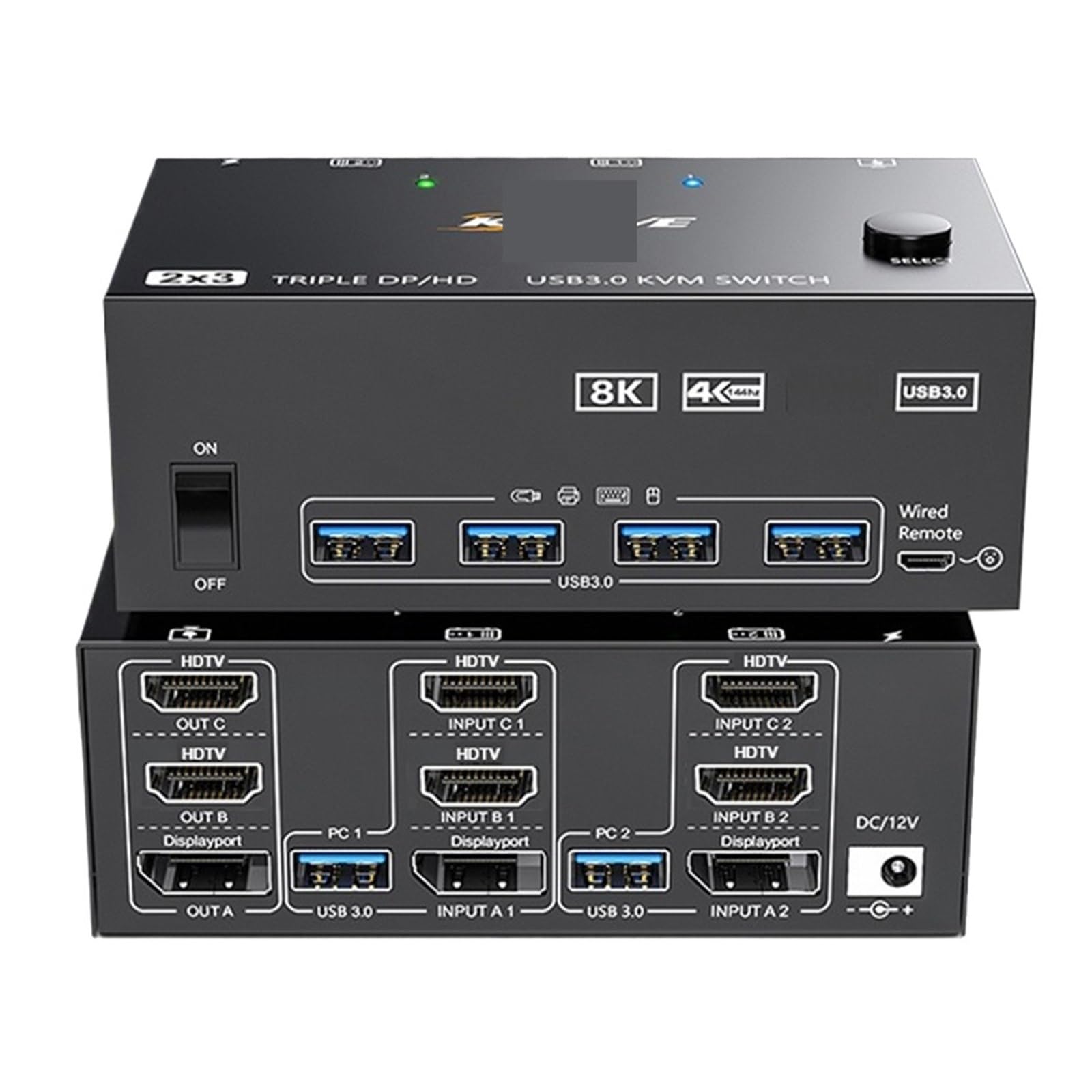 8K Triple 3 Monitor KVM Switch USB 3.0 hub HDMI Compatible DP Docking Station Switch selector 2(Input 1xHDTV 2xDP)-image-37
