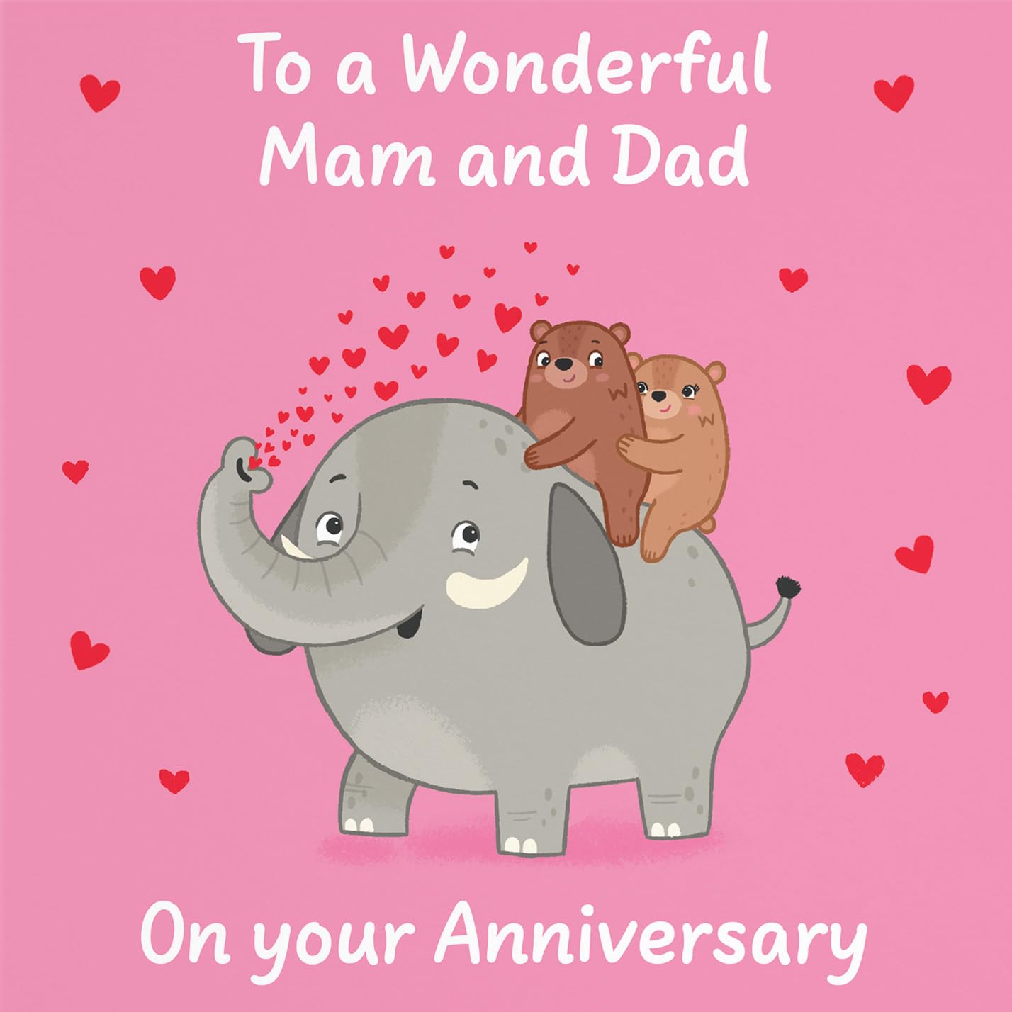 Hunts England - Cute Elephant Love Mam And Dad Anniversary Card - Fun Bears Anniversary Card For Parents - Love Story Collection - Image 2