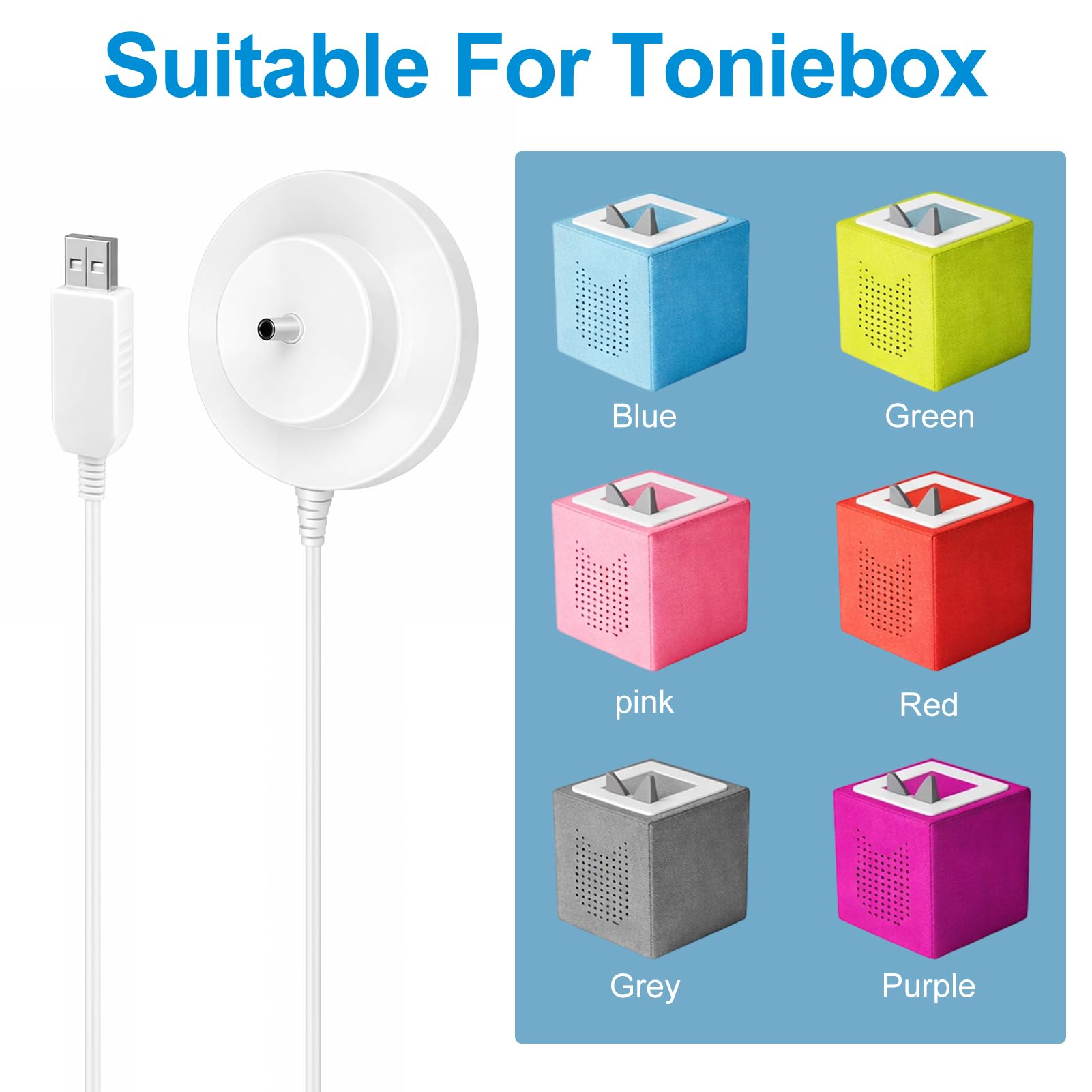 9V Chargeur USB pour Toniebox 1.8M Audio Tonie Box Station de Charge Peut Remplacer Adaptateur Le Câble de Charge d'origine DC 5,5 mm x 2,5 mm