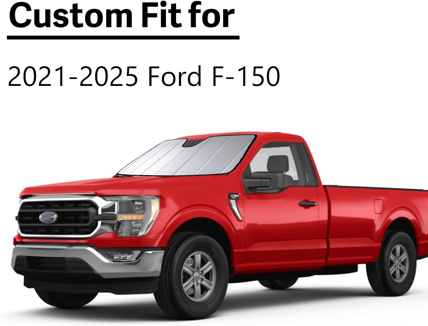 2021-2025 F150 Windshield Sun Shade for Ford F-150 2021 2022 2023 2024 2025 (Lariat, King Ranch, Platinum, XL, STX, XLT, Limited, Tremor, Raptor) Front Window Sunscreen Sunshade