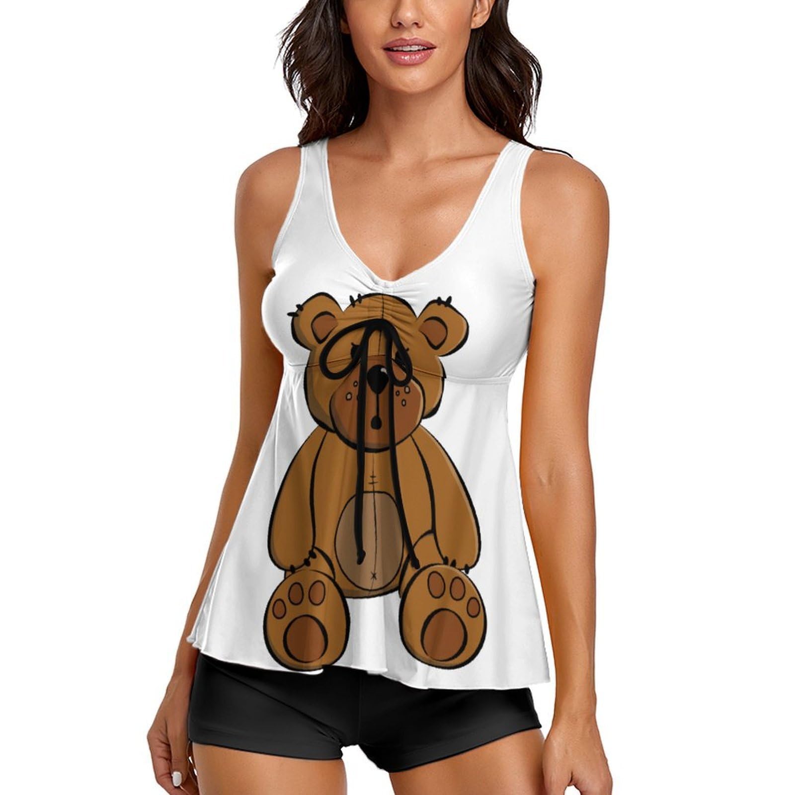 Badeanzüge für Damen, Teddybär-Tankini für Damen mit Shorts, Bademode zum Surfen, Tauchen