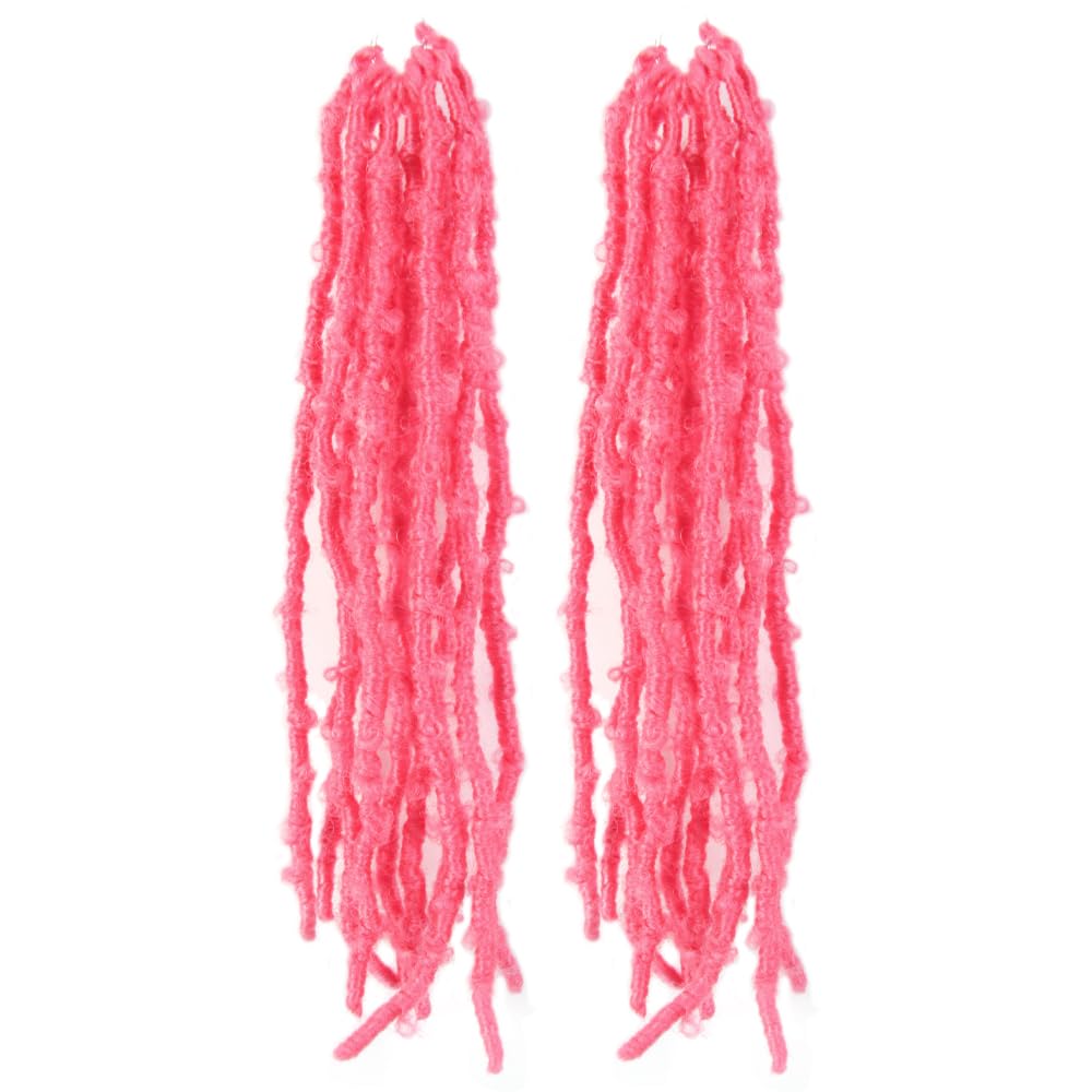 BOHOBABE 2 Packs Pink Butterfly Locs Crochet Hair 14 Inch Butterfly Faux Locs Crochet Hair Short Distressed Locs (2 Packs, Pink)