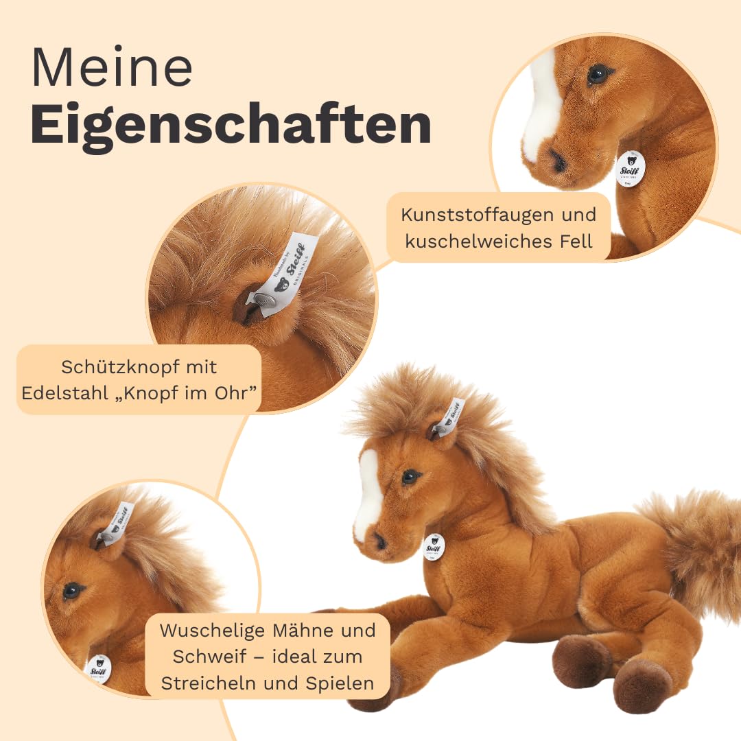 Steiff Kuscheltier Fenny Schlenker-Holsteiner, Süßes Stofftier mit Kunststoffaugen, Kinder, Jungen & Mädchen, Plüschtier 35 cm, Hellbraun, 070082