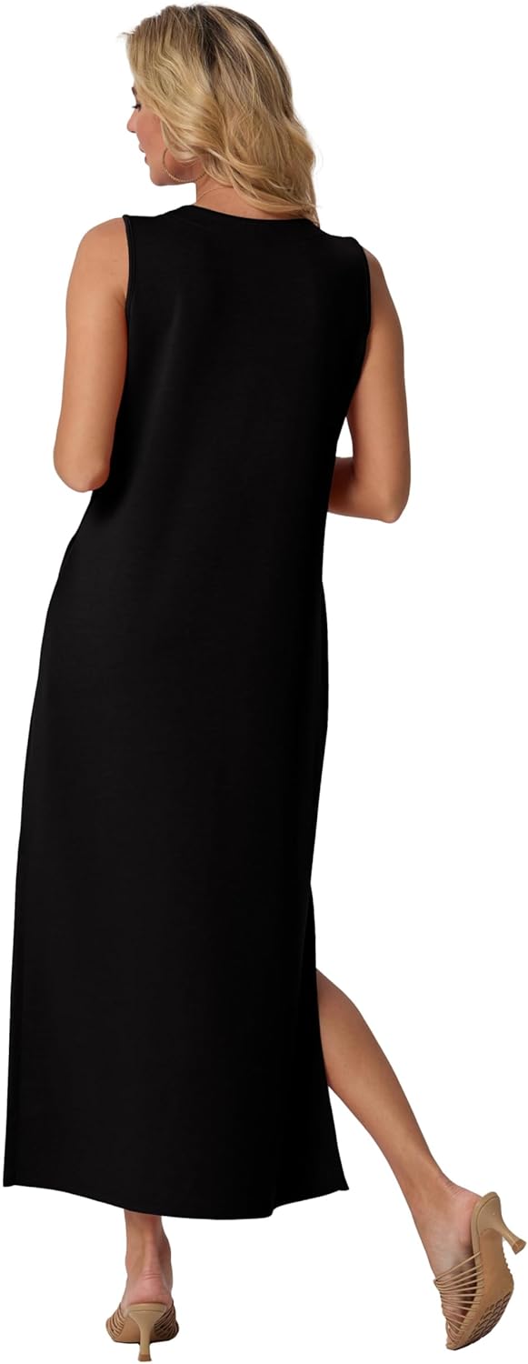 GRECERELLE 2026 Women Summer V-Neck Casual Loose Split Wrinkle-Free Long Maxi Vacation Dress with Pockets (XS-3XL) - Image 7