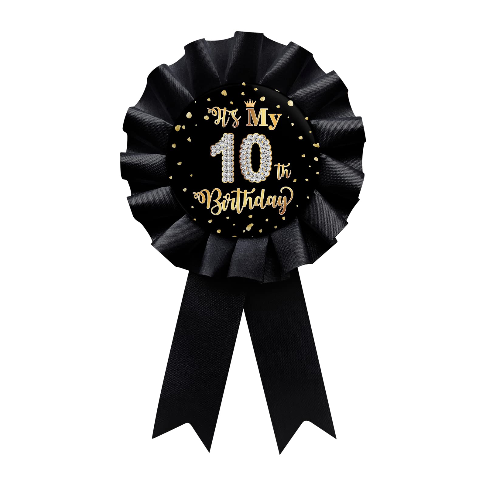 Black It's My 11th Birthday Tinplate Badge Pin, Happy 11th Birthday Boys and Girls Award Ribbon Party Decorations Sign