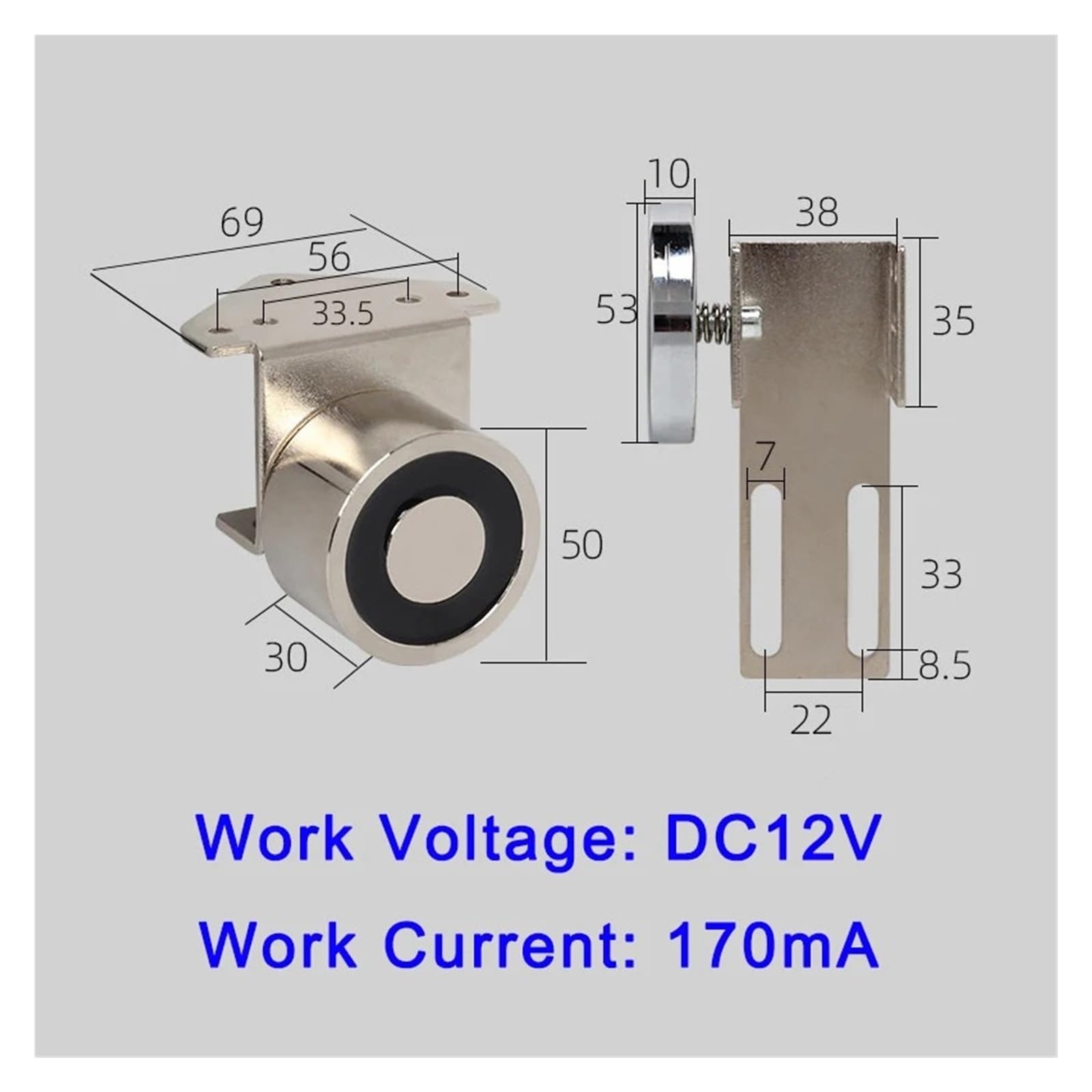 DC12 24V Magnétique Electromagnétique Porte Ventouse Porte Automatique Support 60Kg/100Lbs