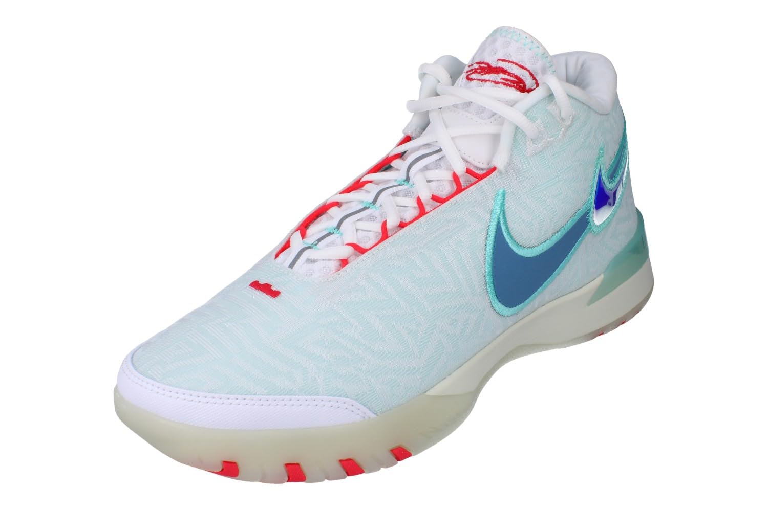 Lebron NXXT Genisus - Scarpe da basket (bianco/verde aurora/rosso sirena/tempesta egeana)
