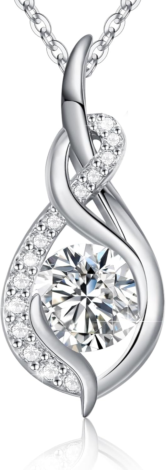 Infinity Moissanite Necklace for Women Dainty Silver Pendant Necklace Gifts for Her Valentine's Day Gifts