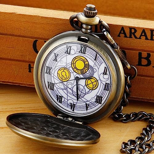 Image of Quartz Pocket Watch for Men, White Roman Digital Dial Pocket Watches for Men with Chain