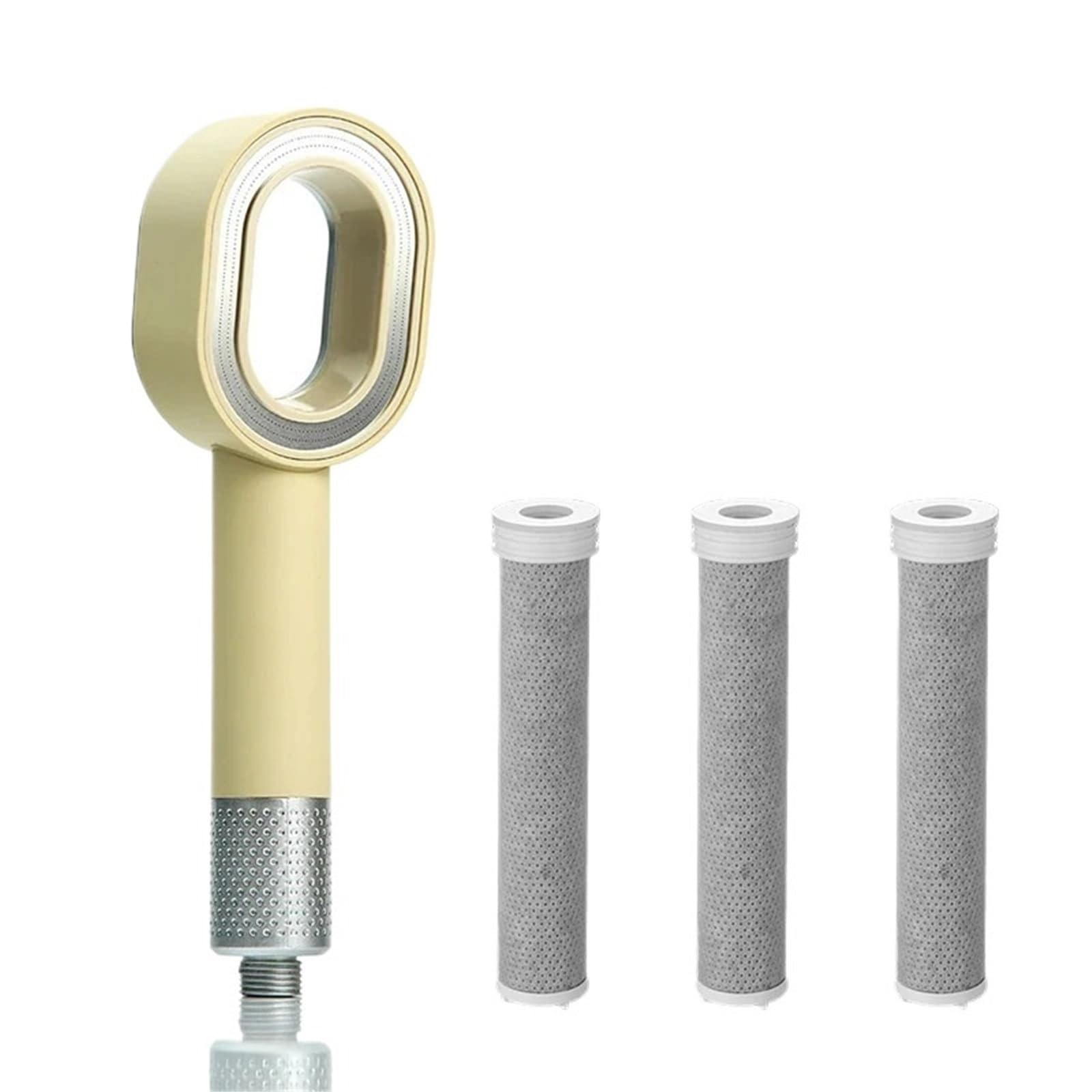 Cabezal de Ducha con Filtro de Alta presión - Cabezal de Ducha Gris para baño con Funciones de purificación y Ahorro de Agua - Conjunto Beige para una filtración Mejorada y una exp