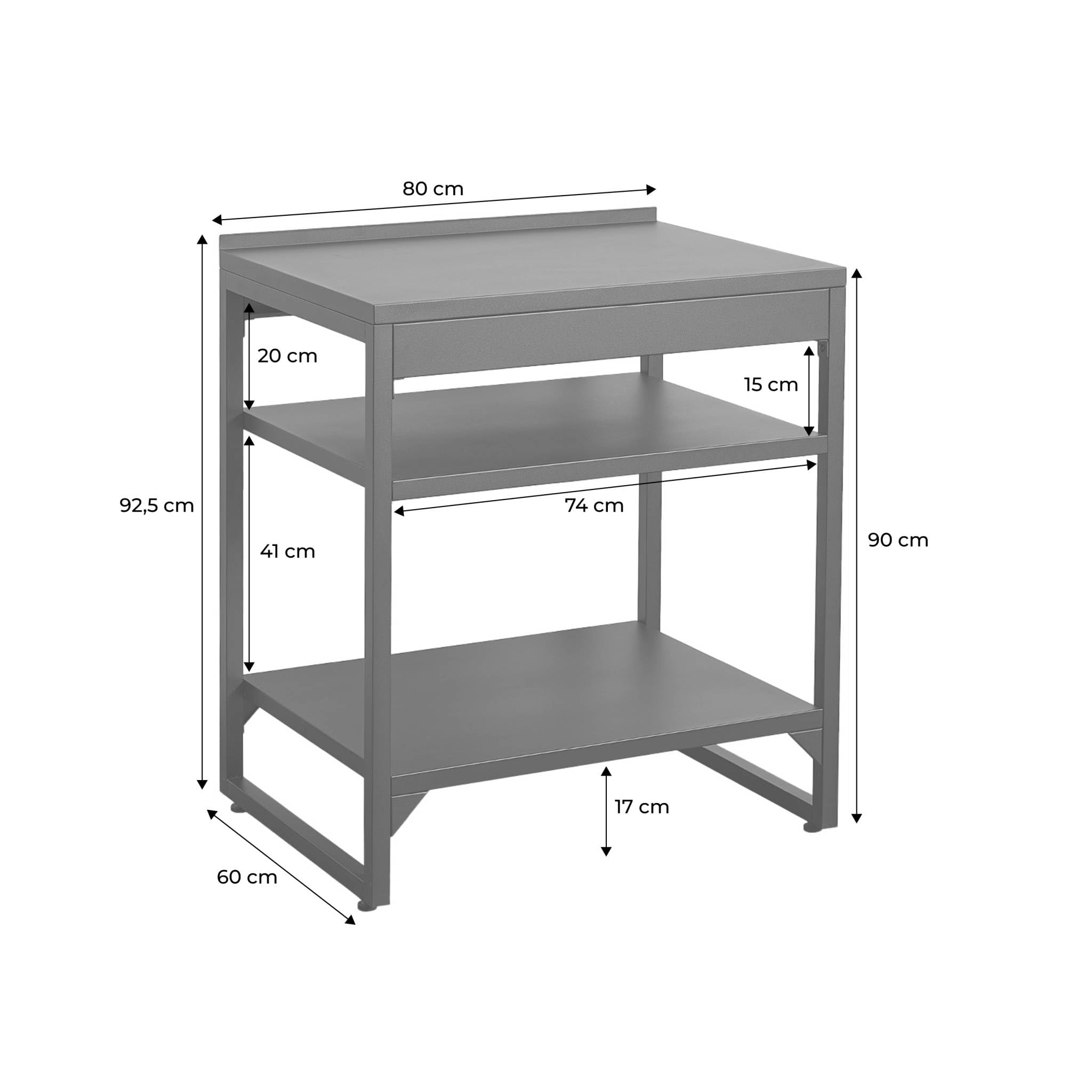 sweeek - Cuisine extérieure acier 2 étagères L80cm noir - Kea