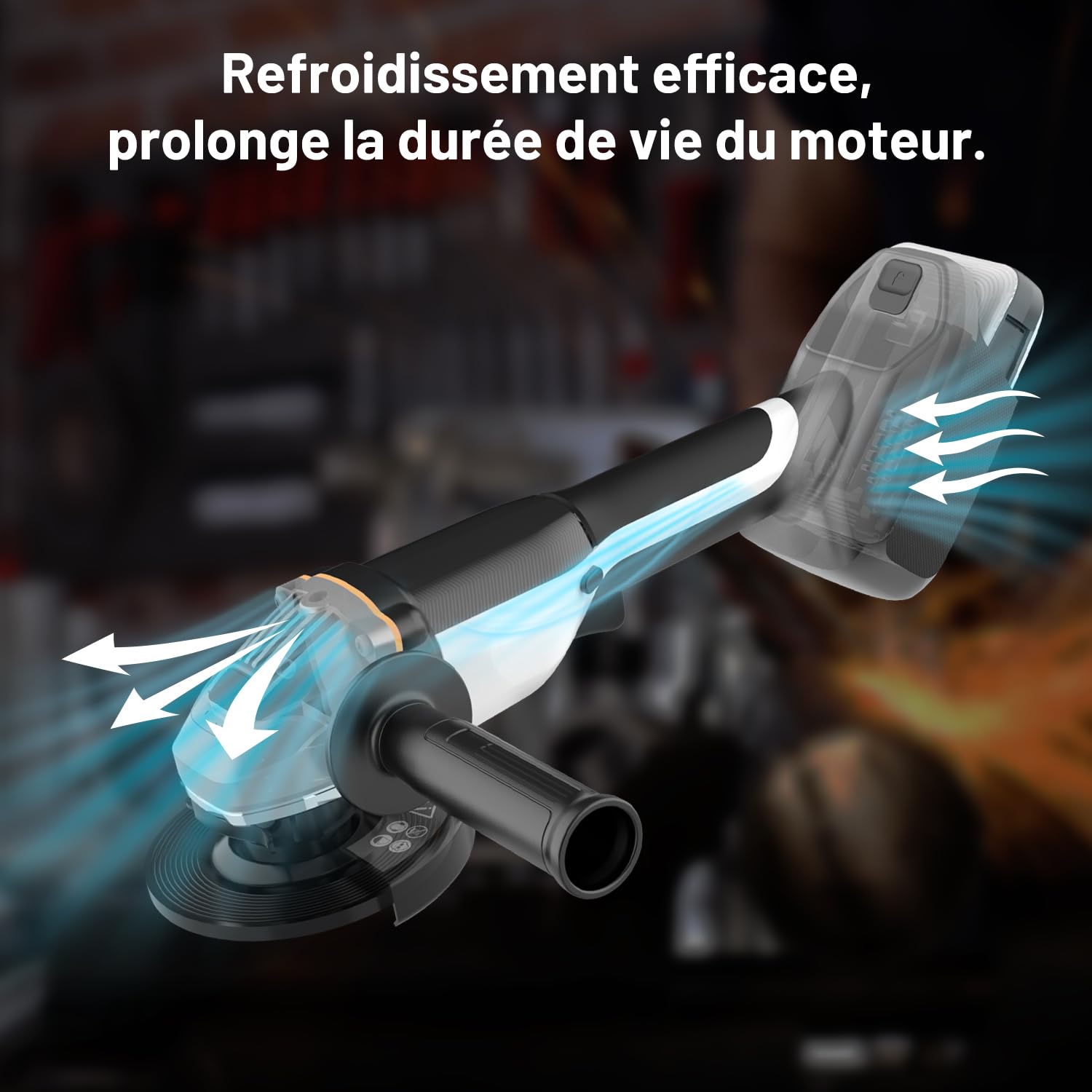 Litheli Meuleuse d‘Angle sans Fil 20V, Ø125mm, Moteur sans Balais, Batterie 4.0Ah & Vitesse Réglable 8500 tr/min, pour Couper, Meuler, Dérouiller et Polir, Idéale pour le Bricolage à la Maison