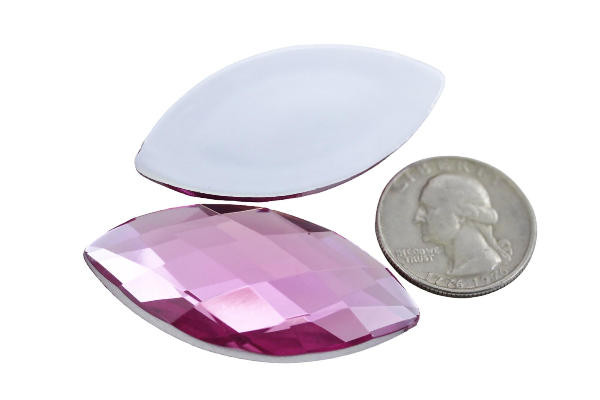 Allstarco Pink Rose H112 50X25mm Large Flat Back Navette Acrylic Rhinestones Large Cosplay Gems Marquise Embelishments Diy Crafts - 2 Pieces