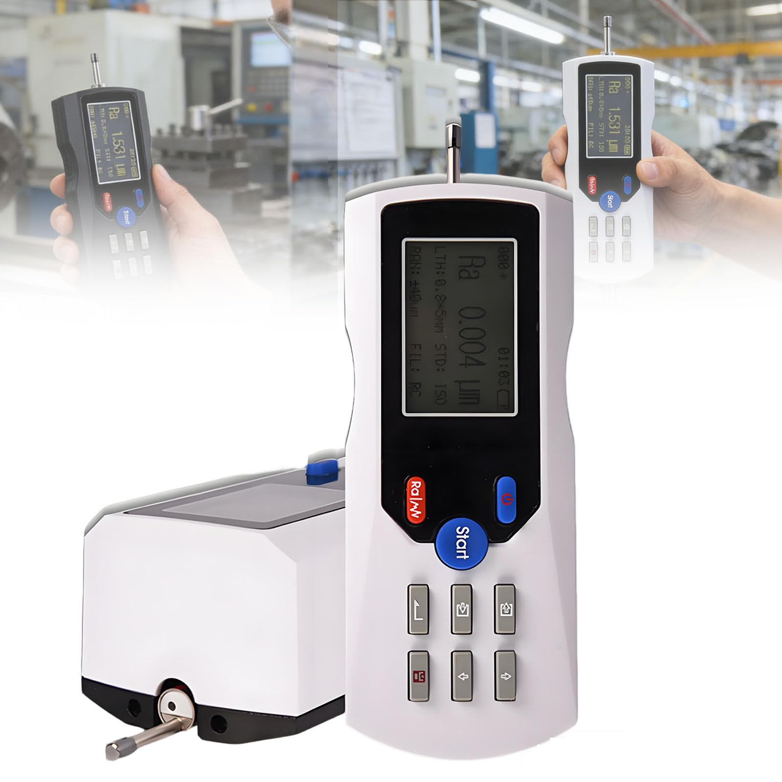 Rugosímetro Digital,Recargable Rugosímetro Superficie,Rango Medición 160 μm,Alta Precisión 0,001 μm,Pantalla LCD para Detección Acabado Superficies Piezas Mecánicas Metálicas White