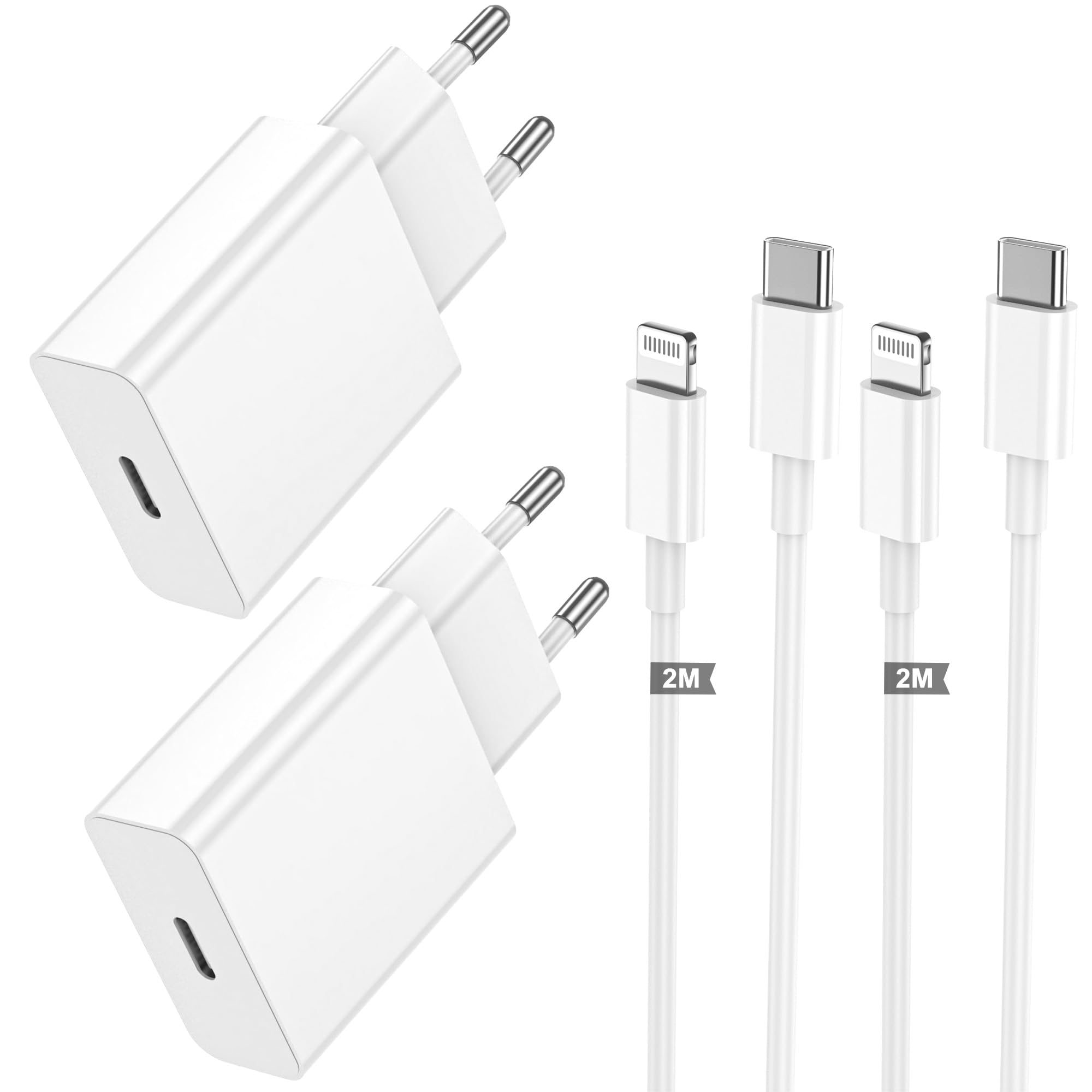 Chargeur iPhone,2 Pièces Chargeur Rapide avec 2M Câble USB C,Type C Adaptateur S