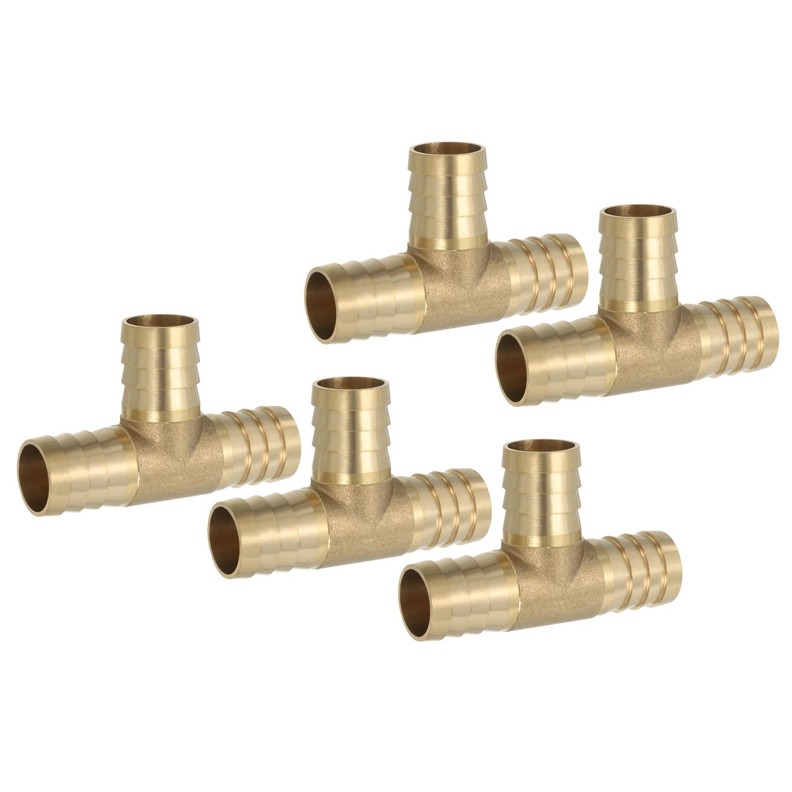 PATIKIL 1/2" Brass Tee Hose Barb Fitting, 3 Ways Union Intersection T Shape Barbed Split for Air Water Fuel Gas Liquid, Golden — view 14