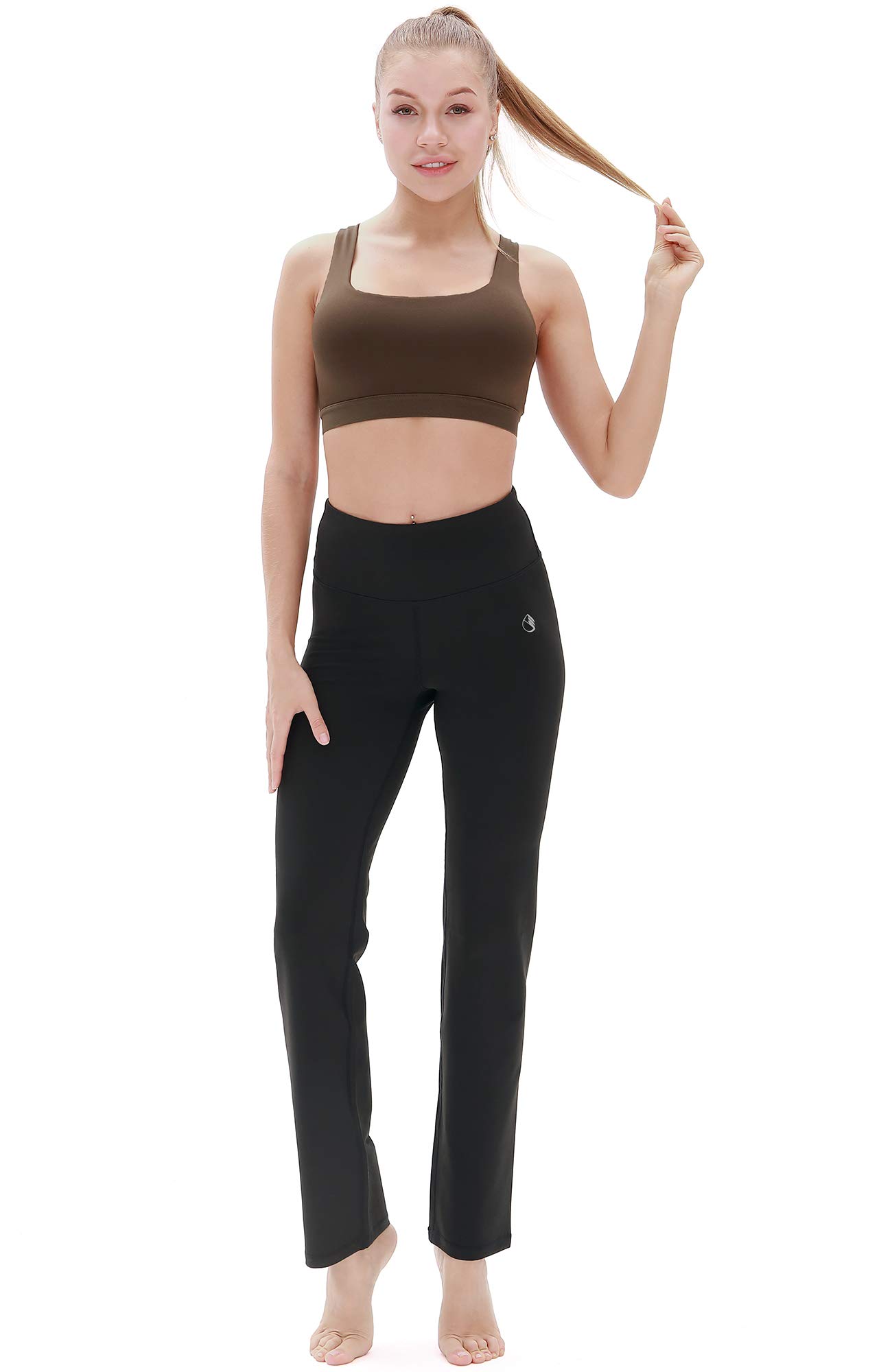 icyzone Pantaloni da Donna Sportivi Dritto,Larga Pantaloni da Tuta Vita Alta con Tasca Pantaloni Yoga Fitness Pilates