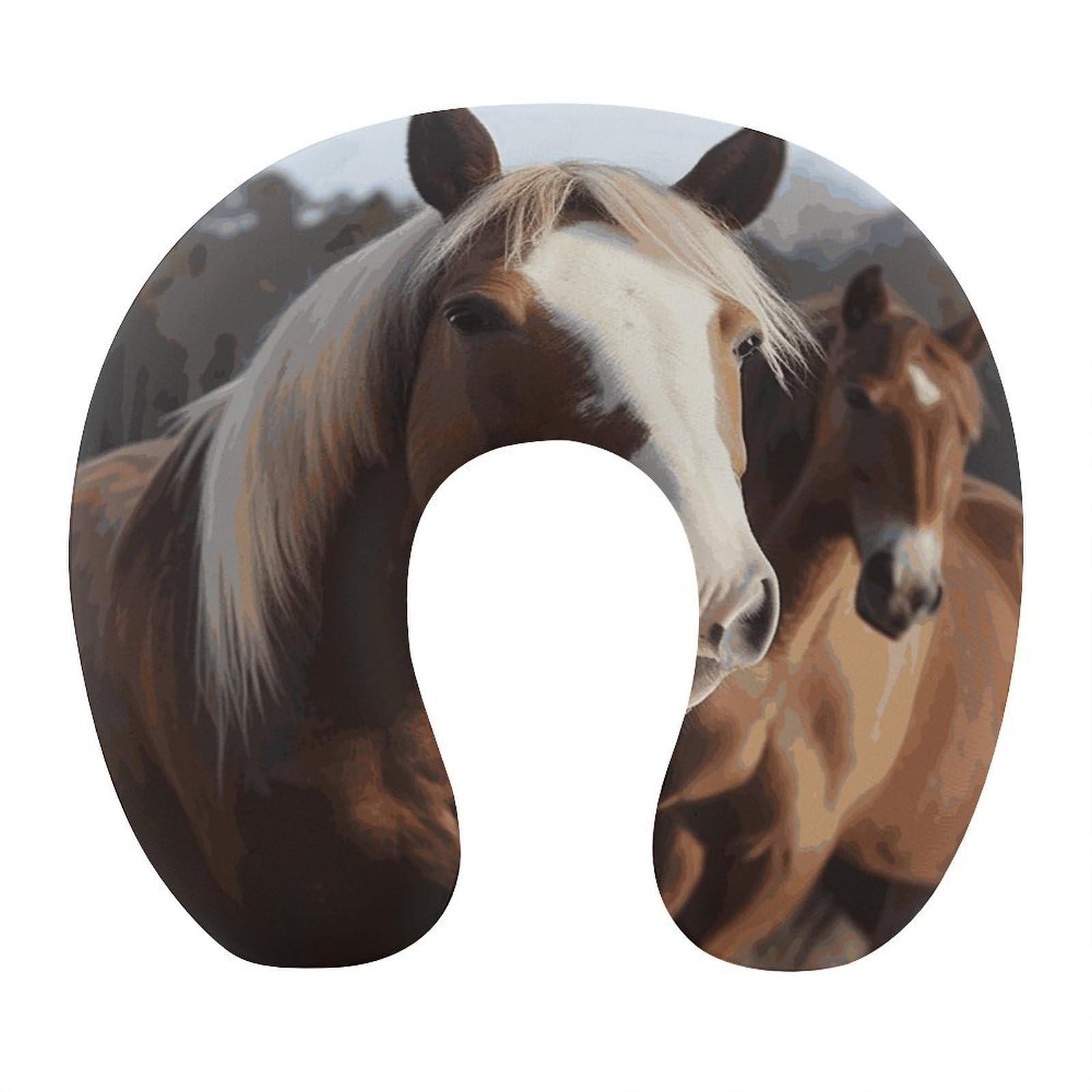 Btcowzrv Style Horses Animals U Shaped Neck Pillow Travel Pillows
