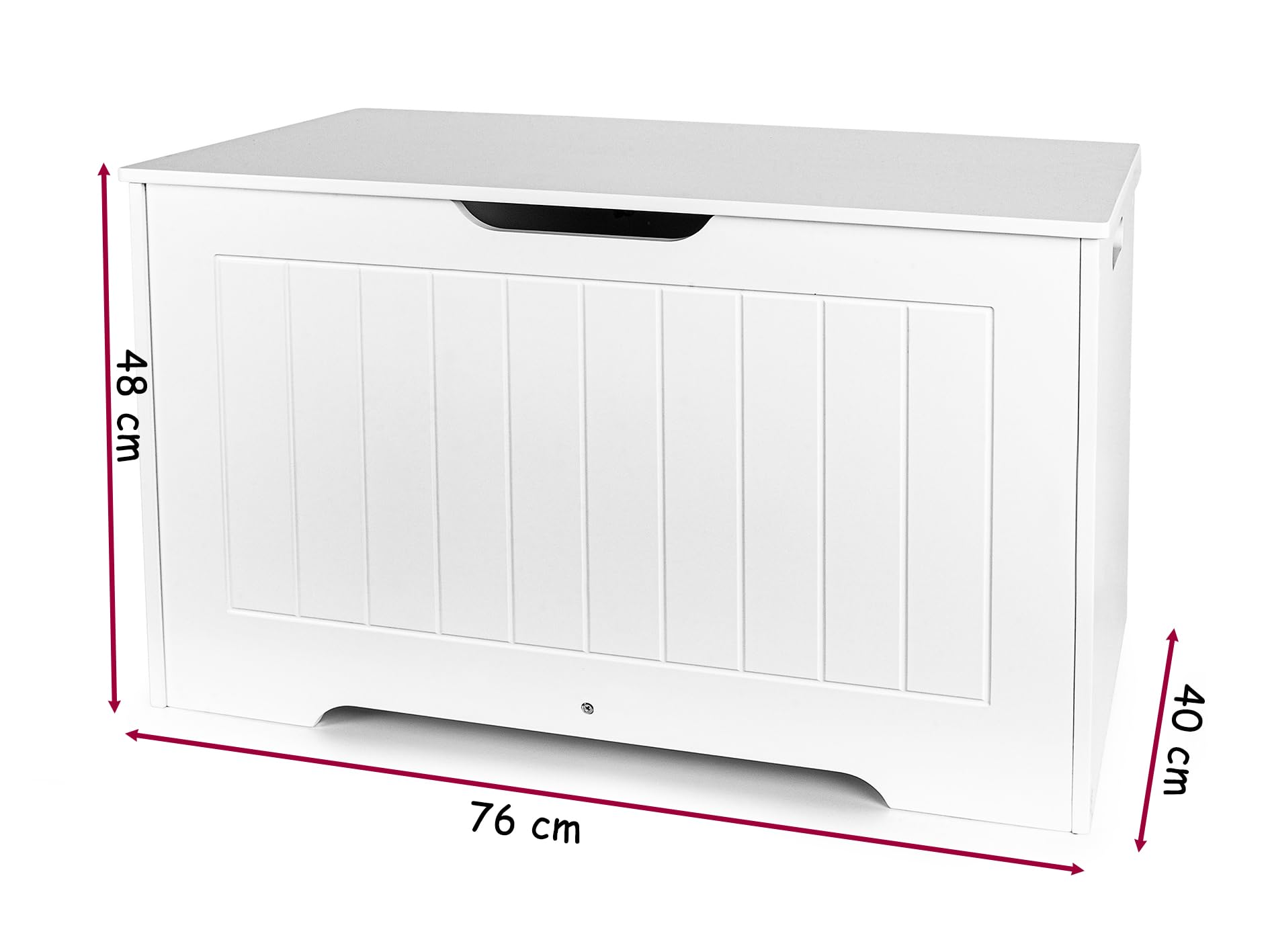 leomark Contenitore porta giochi per bambini - DECORIA, Mobili per camera dei bambini oppure scuola materna, Cassapanca Bianco, Dimensioni: 76 x 40 x 48 cm (altezza).