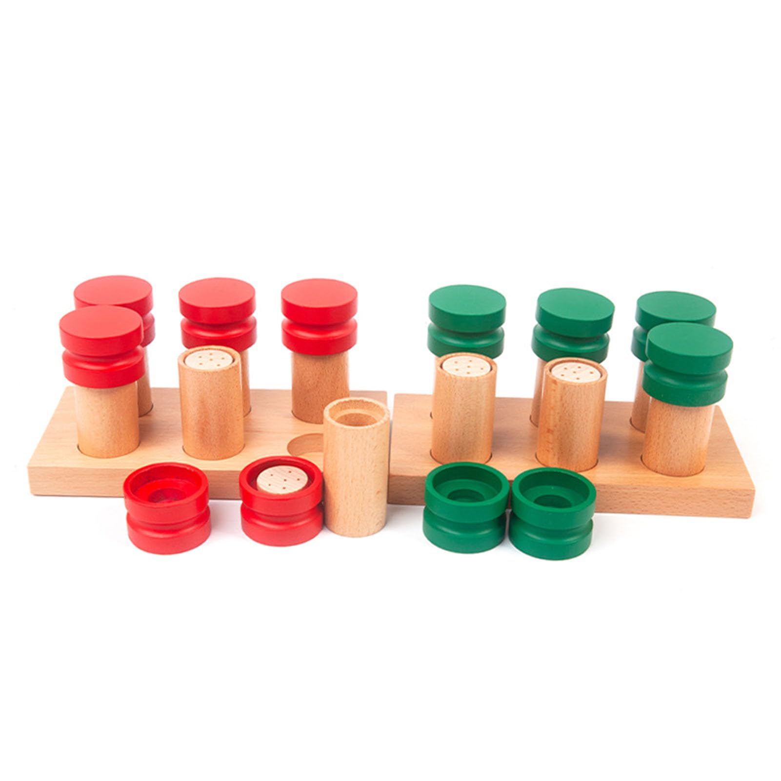 Cilindros de Olor Montessori, Juguetes Sensoriales de Madera para Entrenamiento, Juego de Emparejamiento de Percepción Olfativa,Upgraded Model