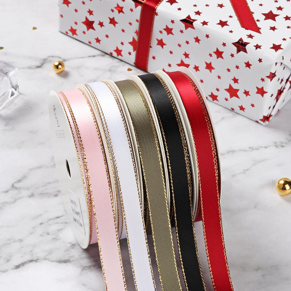 Ribbons For Gift Wrapping Ribbon For Fabric Satin Ribbons Golden Side Faborek Ciasto Pieczenie Dekoracyjne Wstążka Prezent Prezent Opakowanie Wstążka Webbed Handmade Diy Materiał Wstążka-Szampański Go