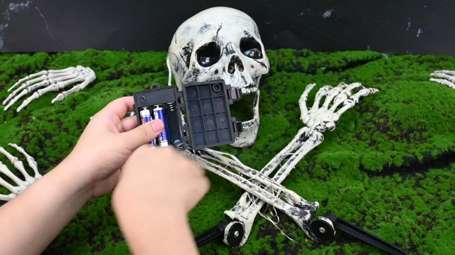 Halloween-Skelett-Set Mit Leuchtendem Totenkopf & 2 Händen – LED-Lichter, Gruselig Realistisch Für Garten-Deko