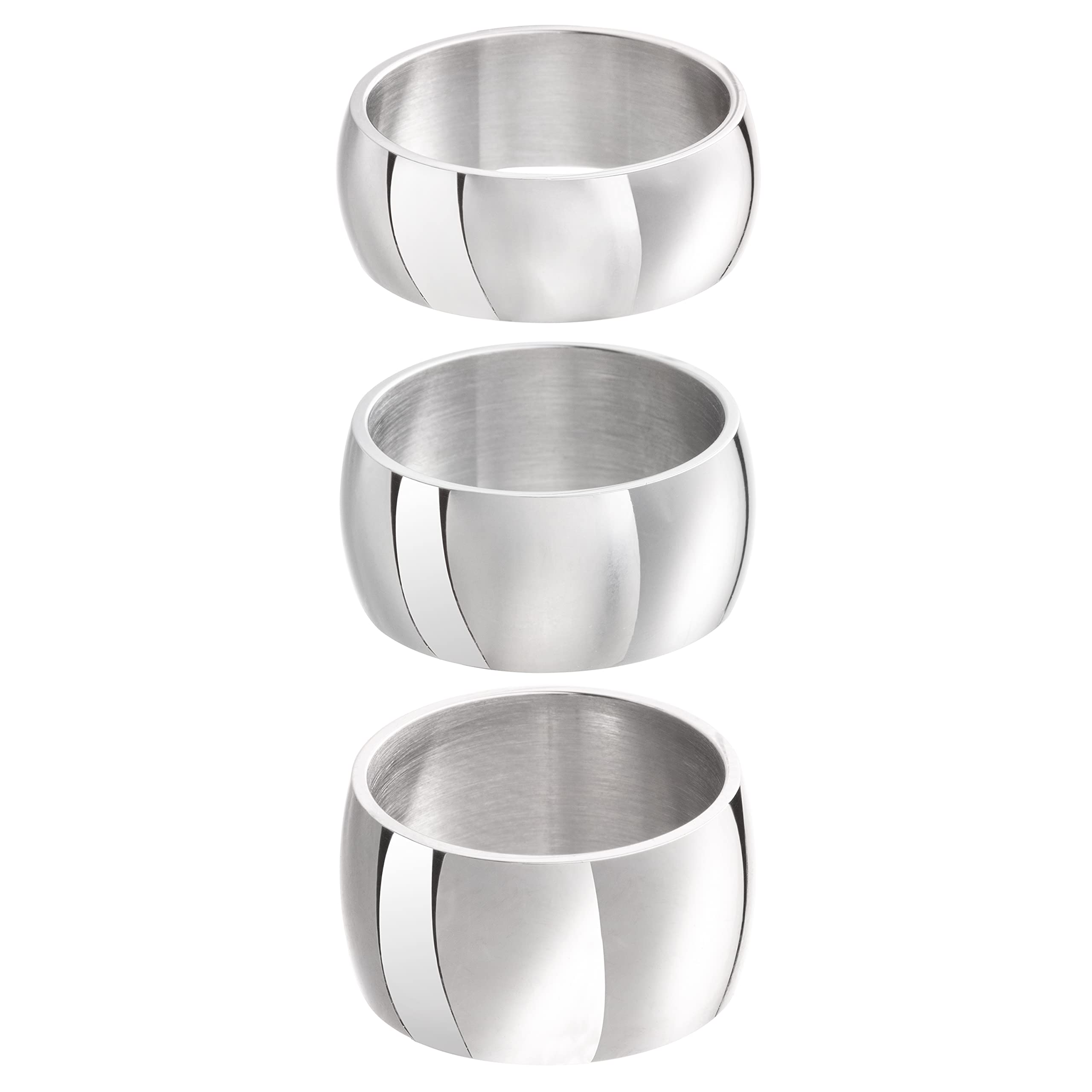 meditoys meditoys · Anillo de acero inoxidable para hombre y mujer · Anillo de banda de 8,10 o 12 mm de ancho · Plata mate/cepillado o plata pulida brillante