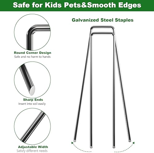Miniatura 6 de Amagabeli - Juego de 200 grapas galvanizadas de 6 pulgadas estacas de jardín de calibre 11 estacas de césped antioxidantes para cerca de malezas