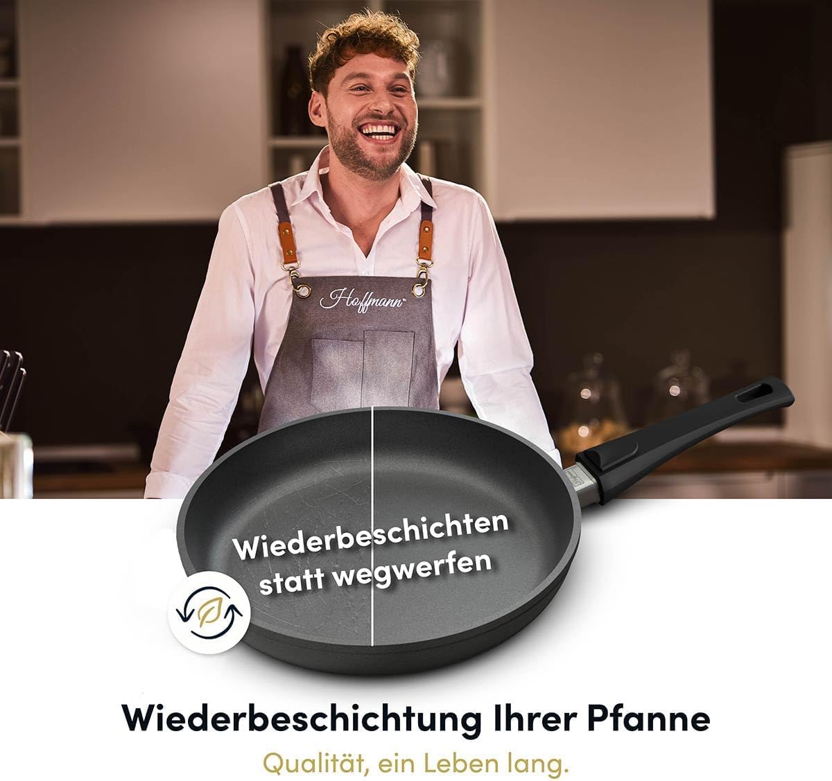 Hoffmann STONIQ Hochrandpfanne, 28 cm, Antihaftbeschichtet, PTFE und PFAS-frei, Induktionsgeeignet, Backofenfest bis 300°C, Pfanne made in Germany, Bratpfanne, Schmorpfanne (mit Deckel, 28 cm)