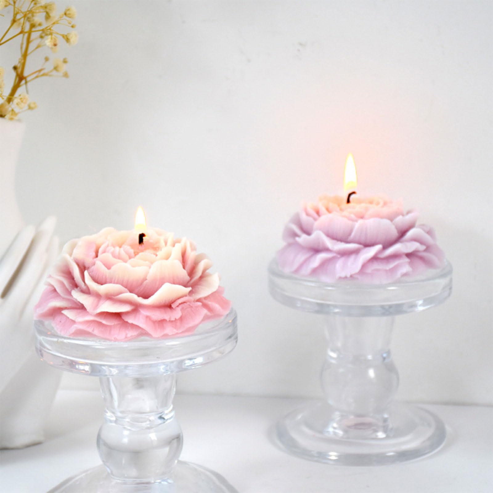 Stampo per candela a forma di peonia 3D, in silicone, per sapone fatto a mano, barrette di lozione, bombe da bagno, cera per aromaterapia, candele