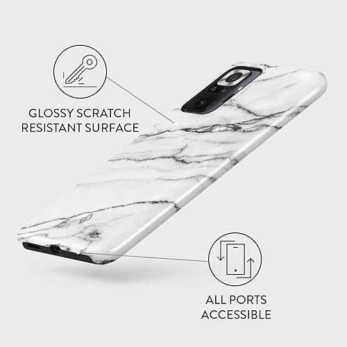 Miniatura 3 de BURGA Phone Case Compatible with Xiaomi Redmi Note 10 PRO - Hybrid 2-Layer Hard Shell + Silicone Protective Case -Silver Flakes Grey White Marble -