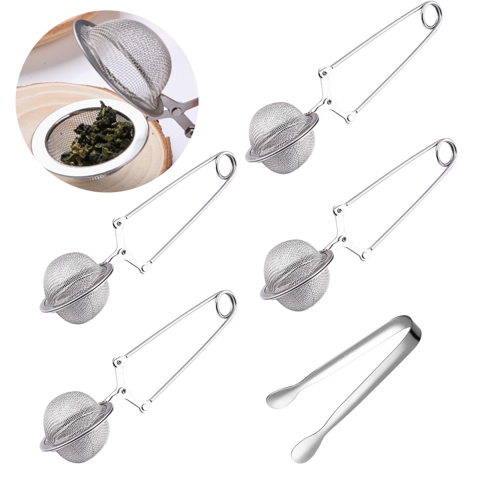 4 Infuseur Boule à Thé, Pinces à Thé En Acier Inoxydable, Pinces à Tamis à Mailles