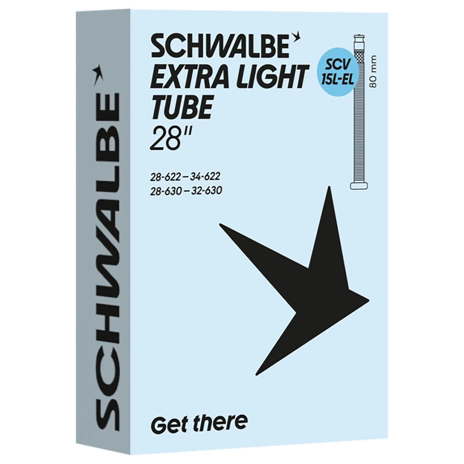 Schwalbe Bicycle Inner Tube SCV15L-EL Extra Light 28/34-622/630 IB Black 80 mm