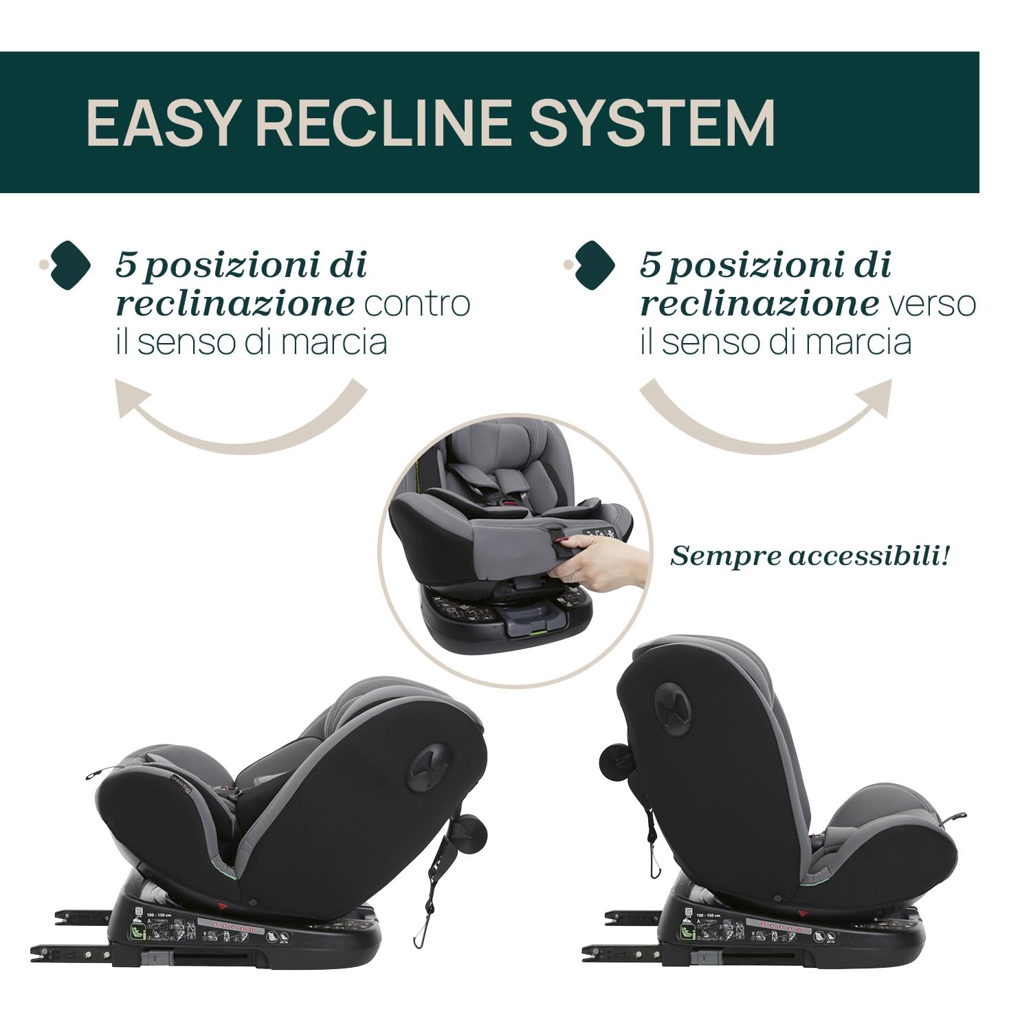 Chicco Unico Evo I-Size, Seggiolino Auto 0-36 Kg, omologato ECE R129/03, Isofix Girevole A 360° E Reclinabile, Gruppo 0+/1/2/3 Da 0 A 12 Anni