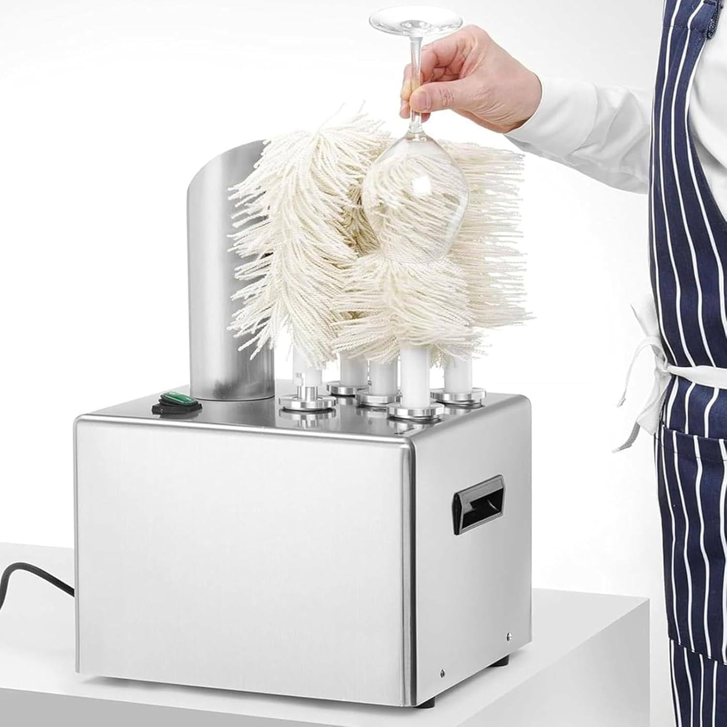 Lucidatrice elettrica per bicchieri di vino, asciugatrice automatica con pulizia a 360 gradi, include spazzole multiple per una lucidatura efficiente