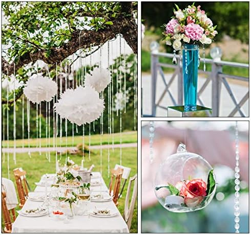 Crystal Bead Chain Acrylic Transparent Crystal Bead Garland Trim Craft Lamp Chain for Curtain Home Decorations 30 M/ 98 FT