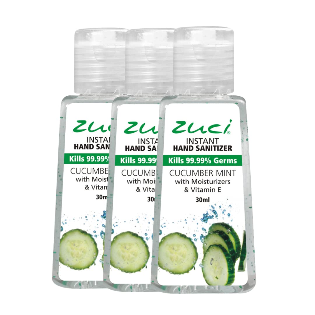 Zuci Natural Hand Sanitizer with Cucumber Mint Scent | Instant Germ Protection | Alcohol Gel-Based | Travel-Friendly - 30ml Pack of 3 (B09V58X7XX) Amazon Price History, Amazon Price Tracker